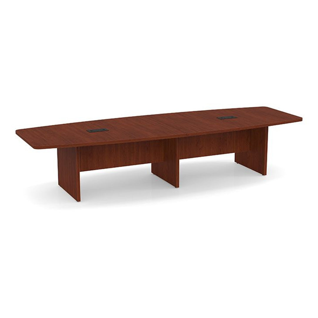 Boat Shaped Conference Table with Slab Base - Kansas City Office Furniture