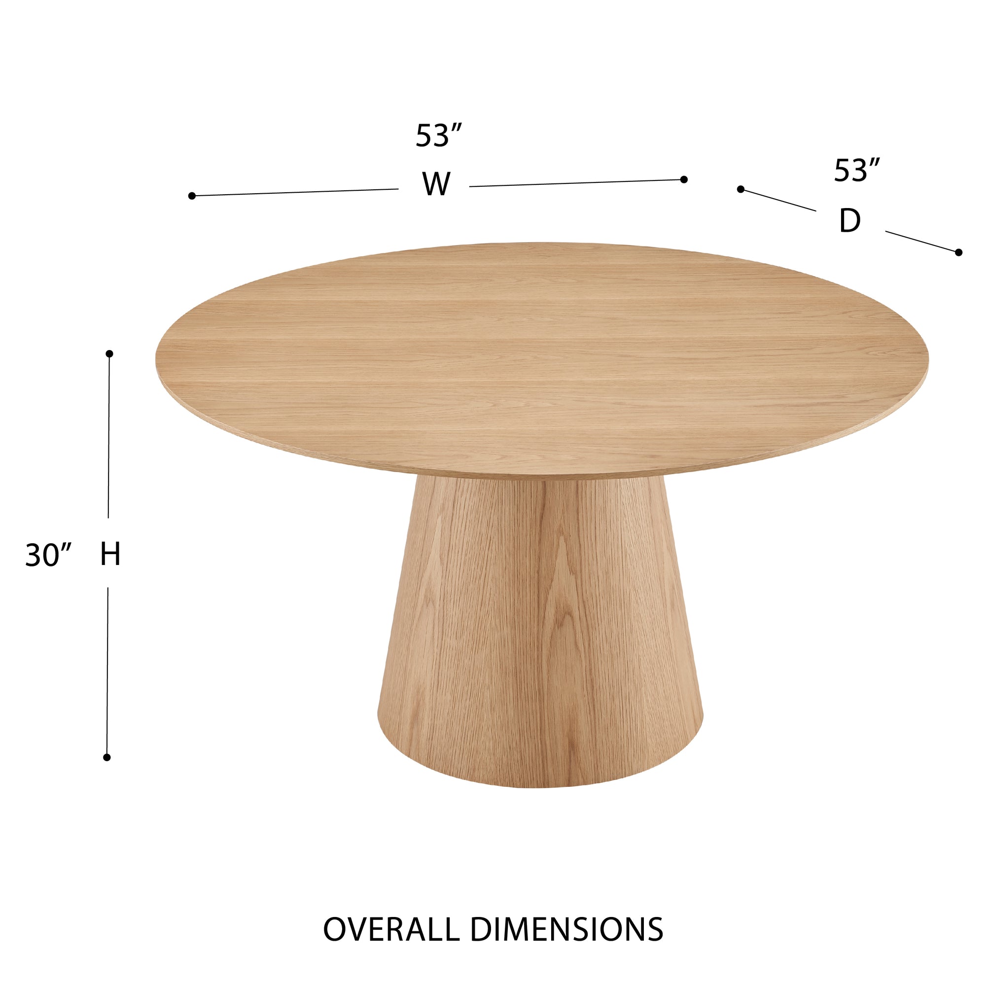 Wesley 53&quot; Wood Veneer Round Table - Kansas City Office Furniture