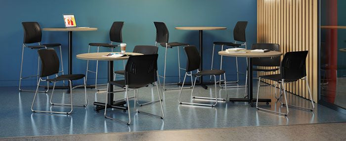 Storlie Black Stacking Chairs with Sled Base. 3080. Kansas City office furniture.