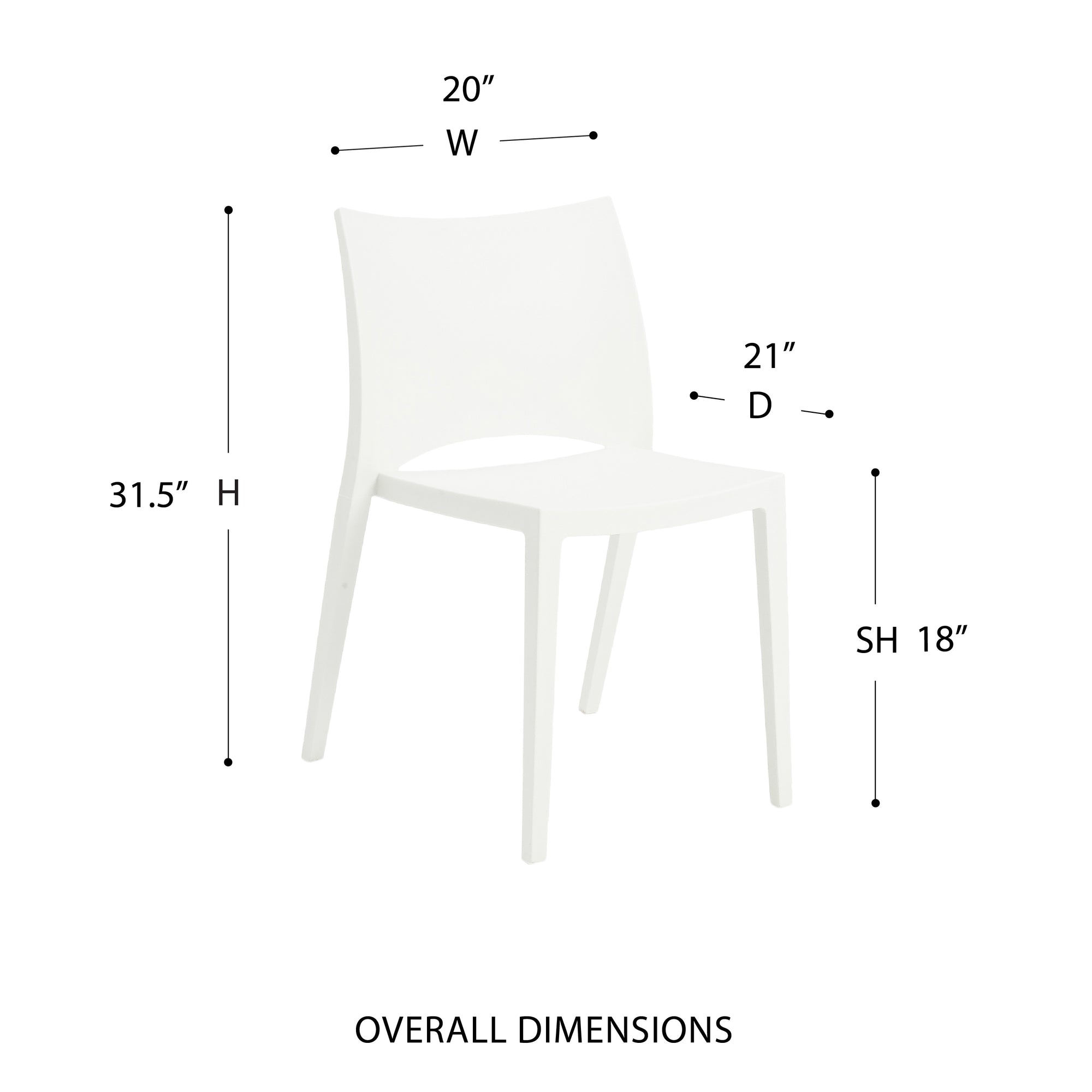 Leslie Stacking Chair in White - Set of 2 - Kansas City Office Furniture