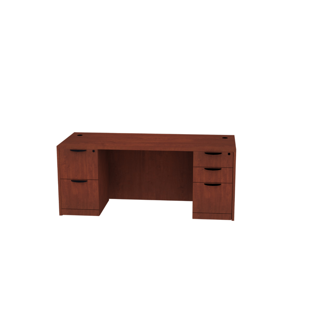 Storlie desk in Cherry laminate. Classic Double Pedestal Office Desk with Box Box File and File File Storage. Kansas City office furniture.