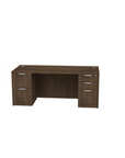 Storlie desk in Modern Walnut laminate, Classic Double Pedestal Office Desk with Box Box File and File File Storage. Kansas City office furniture.