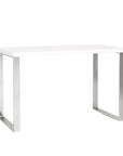 Dillon 48" Desk in High Gloss White with Polished Stainless Steel Base - Kansas City Office Furniture