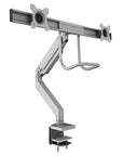 Front angled view without monitor attached. EPPA2 Max Dual Monitor Arm, Adjustable monitor support. Kansas City office accessories.