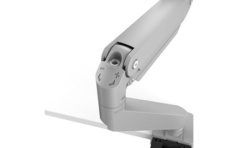 Detail shot of EPPA2 Max Dual Monitor Arm, Adjustable monitor support. Kansas City office accessories.