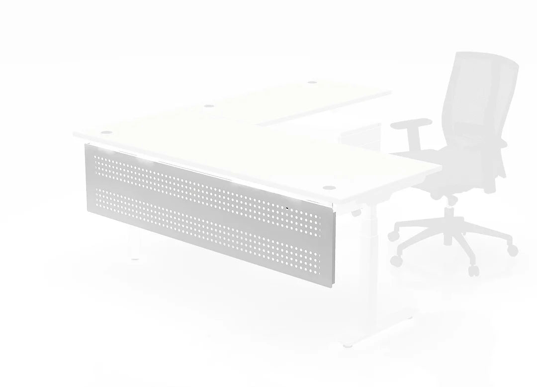 Clear Design Steel Desk Modesty Panel in silver. Kansas City office furniture accessories.