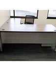 L-shaped office desk, contemporary, L Desk, metal legs, modern, modular, steel base, Kansas City office furniture, wood finish