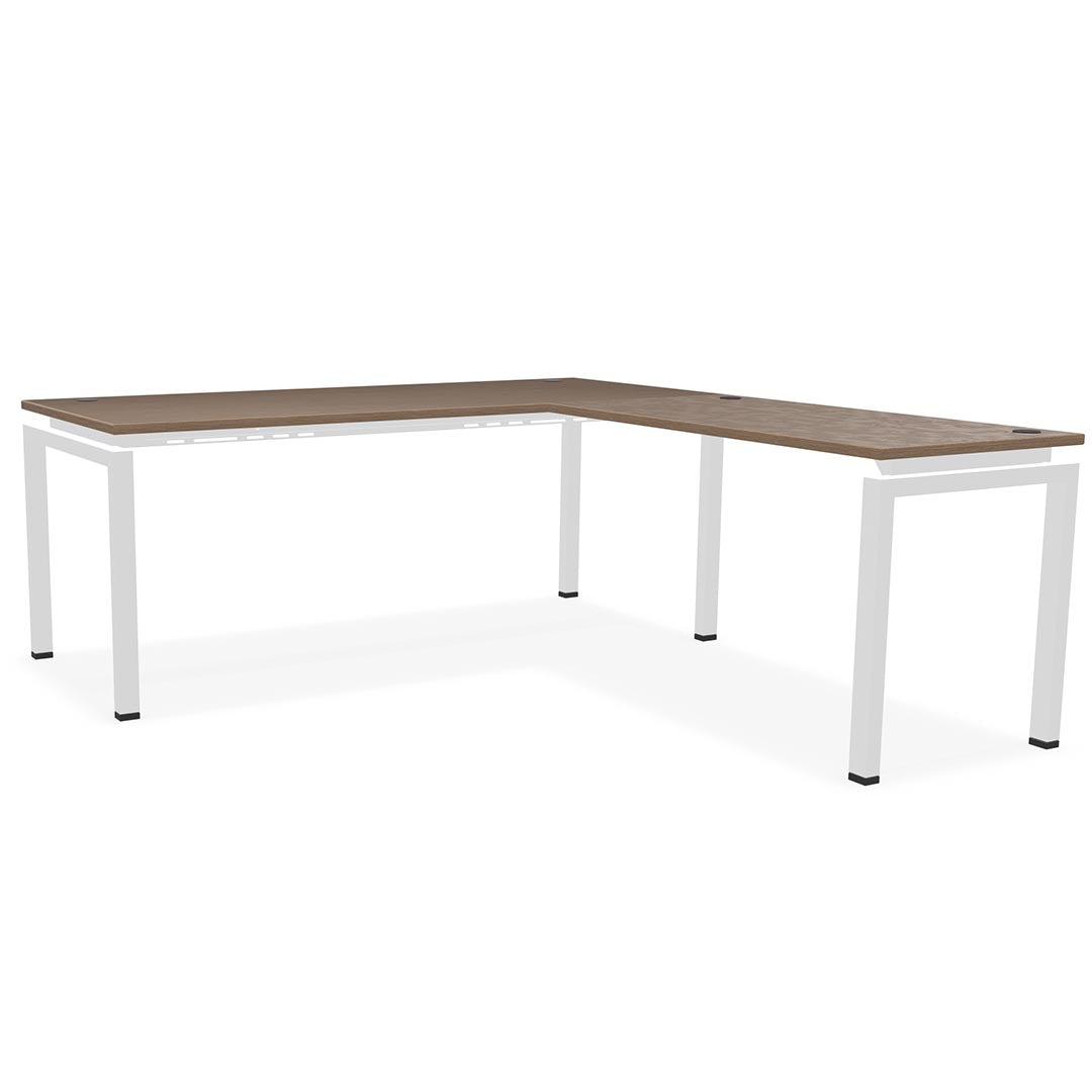 L-shaped office desk, contemporary, L Desk, metal legs, modern, modular, steel base, Kansas City office furniture, white legs, wood finish