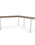 L-shaped office desk, contemporary, L Desk, metal legs, modern, modular, steel base, Kansas City office furniture, white legs, wood finish