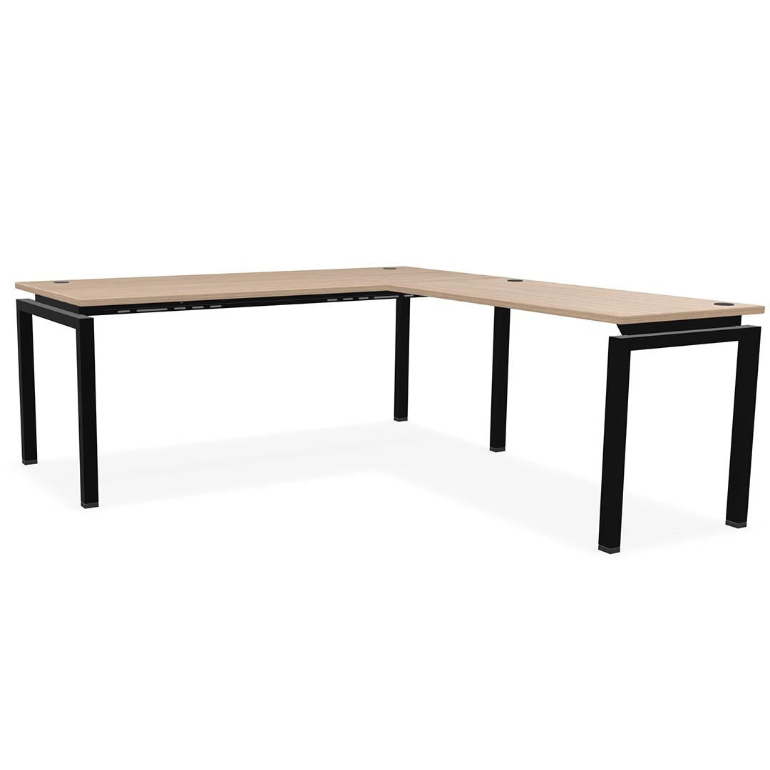 L-shaped office desk, contemporary, L Desk, metal legs, modern, modular, steel base, Kansas City office furniture, black legs, wood finish