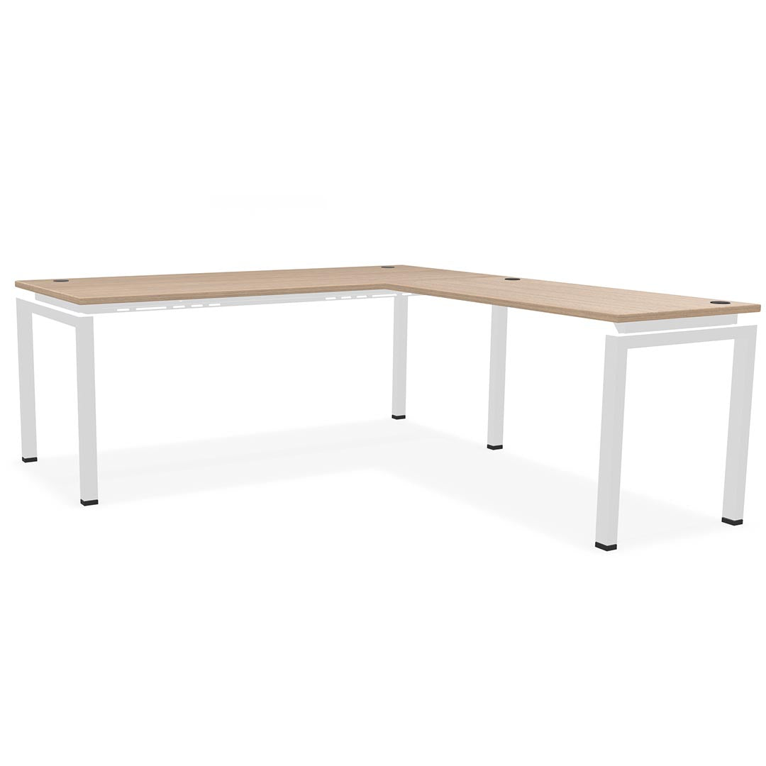 L-shaped office desk, contemporary, L Desk, metal legs, modern, modular, steel base, Kansas City office furniture, white legs, wood finish