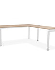 L-shaped office desk, contemporary, L Desk, metal legs, modern, modular, steel base, Kansas City office furniture, white legs, wood finish