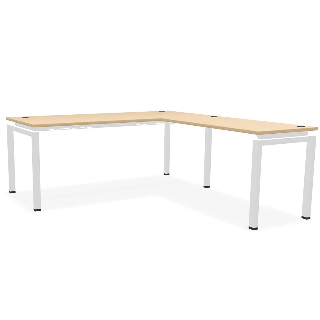 L-shaped office desk, contemporary, L Desk, metal legs, modern, modular, steel base, Kansas City office furniture, white legs, wood finish