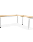 L-shaped office desk, contemporary, L Desk, metal legs, modern, modular, steel base, Kansas City office furniture, white legs, wood finish