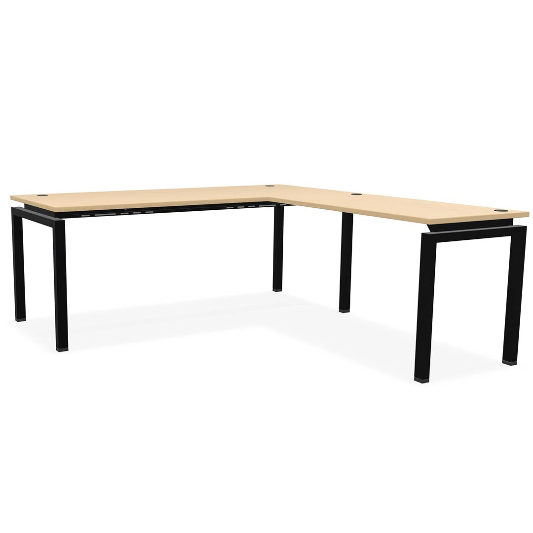 L-shaped office desk, contemporary, L Desk, metal legs, modern, modular, steel base, Kansas City office furniture, black legs, wood finish