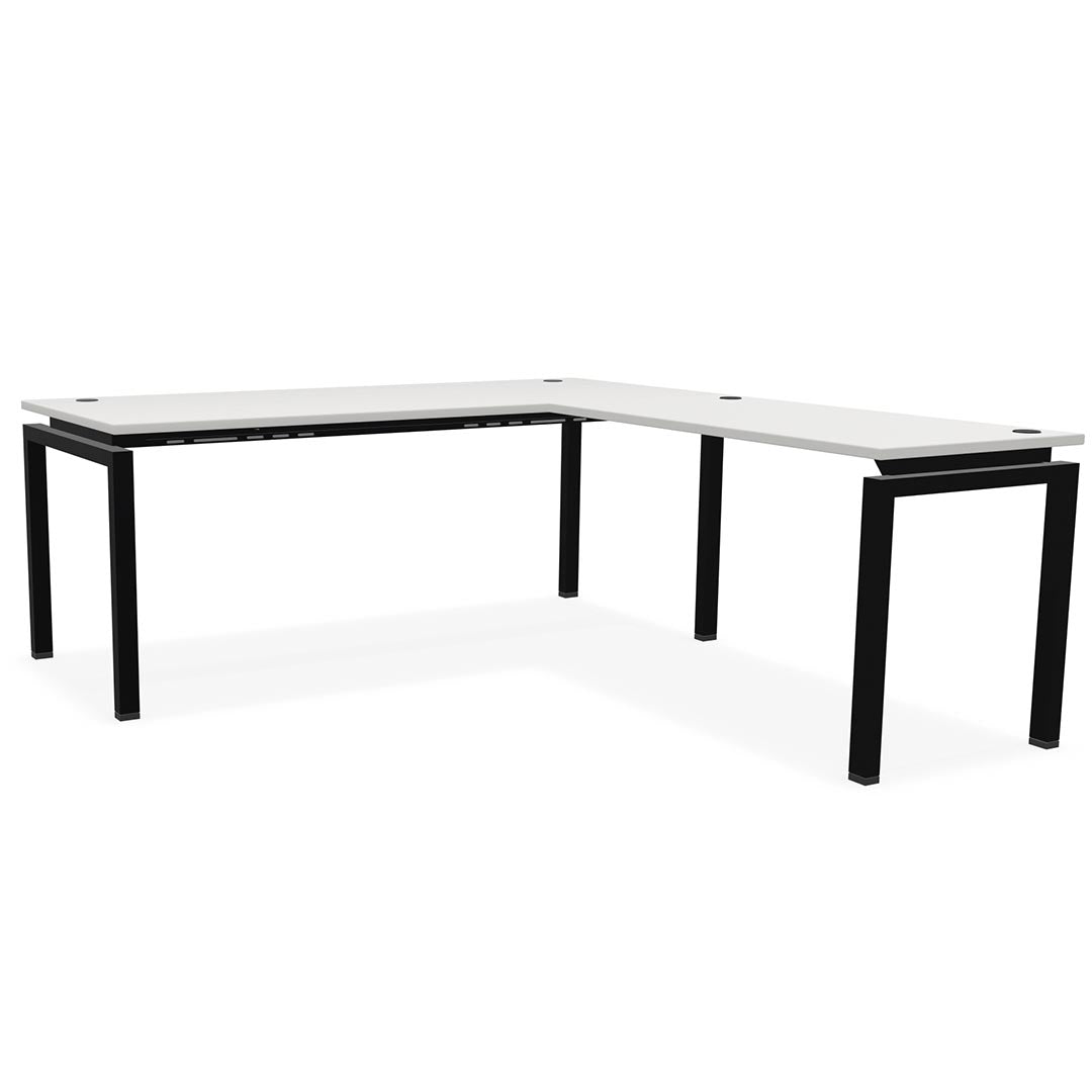 L-shaped office desk, contemporary, L Desk, metal legs, modern, modular, steel base, Kansas City office furniture, black legs, white worktop