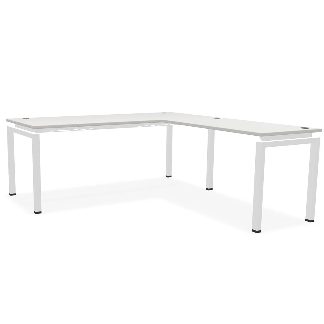 L-shaped office desk, contemporary, L Desk, metal legs, modern, modular, steel base, Kansas City office furniture, white legs