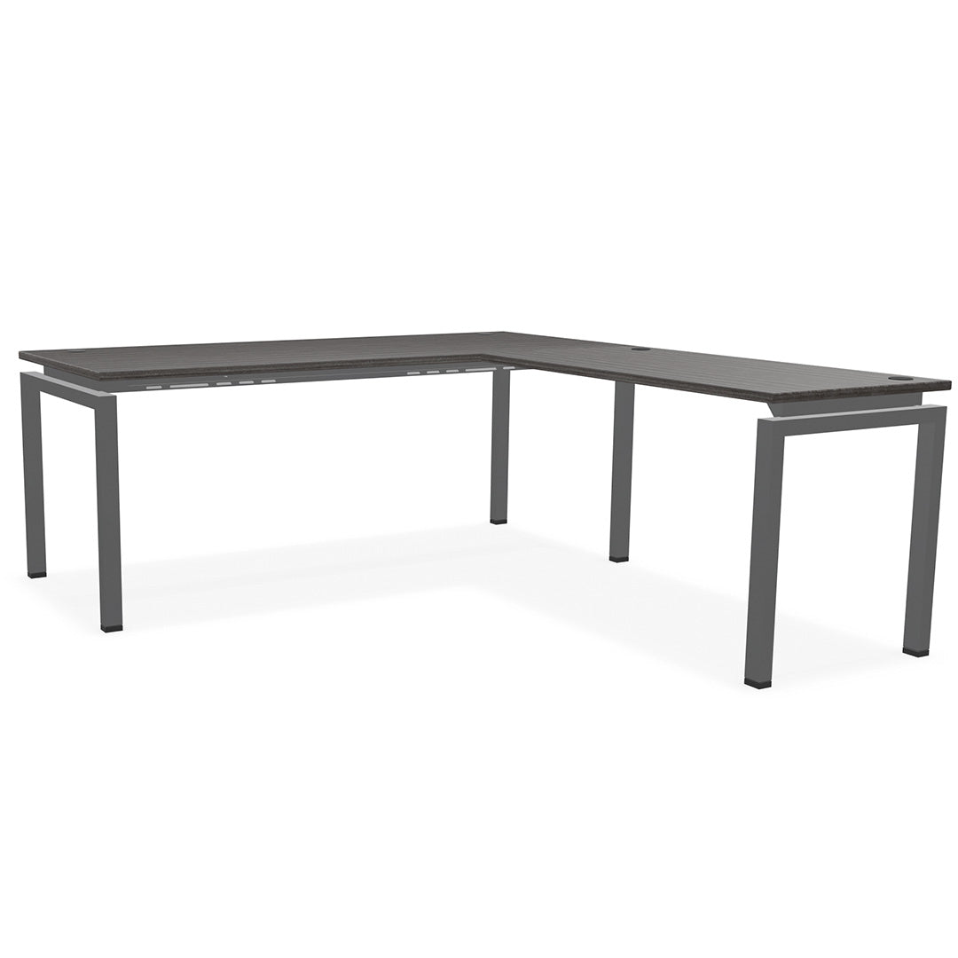 L-shaped office desk, contemporary, L Desk, metal legs, modern, modular, steel base, Kansas City office furniture, silver legs