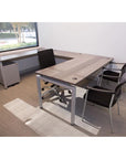 U-shaped office desk, contemporary, U Desk, metal legs, modern, modular, steel base, Kansas City office furniture, wood finish