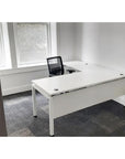 L-shaped office desk, contemporary, L Desk, metal legs, modern, modular, steel base, Kansas City office furniture, white legs, white worksurface