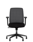 Bolton Black ergonomic chair with mesh back and adjustable arms. White background. Kansas City office furniture.