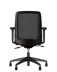 Back view Bolton Black ergonomic chair with mesh back and adjustable arms. White background. Kansas City office furniture.