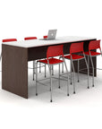 Calibrate Bar Height Conference Table. White laminate top. Walnut base. Kansas City Office Furniture.