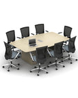 Calibrate Modern Boat-Shaped Conference Table in Chalk laminate. Single in surface power module. Kansas City Office Furniture.