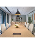 Calibrate Modern Conference Table modeled with bronze in surface enclosed power grommet. Kansas City Office Furniture.