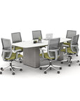 Calibrate Modern Boat-Shaped Conference Table. True White laminate top. Looks Likatre base. Kansas City Office Furniture.