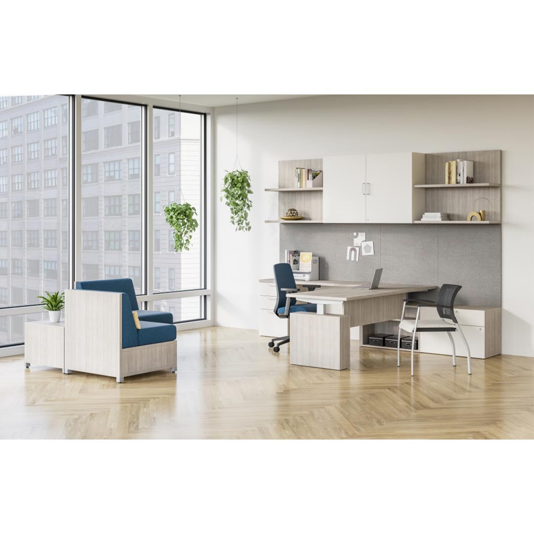 Calibrate L-Shaped Corporate Office Desk, L Desk, workstation with storage, Kansas City office furniture