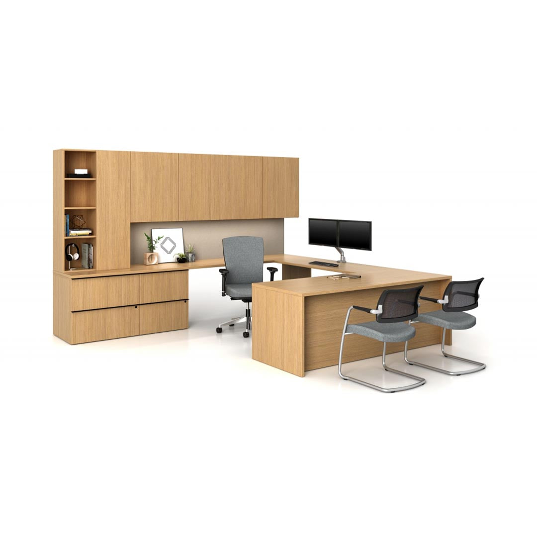 Calibrate U-Shaped Corporate Office Desk, U Desk, workstation with storage, Kansas City office furniture