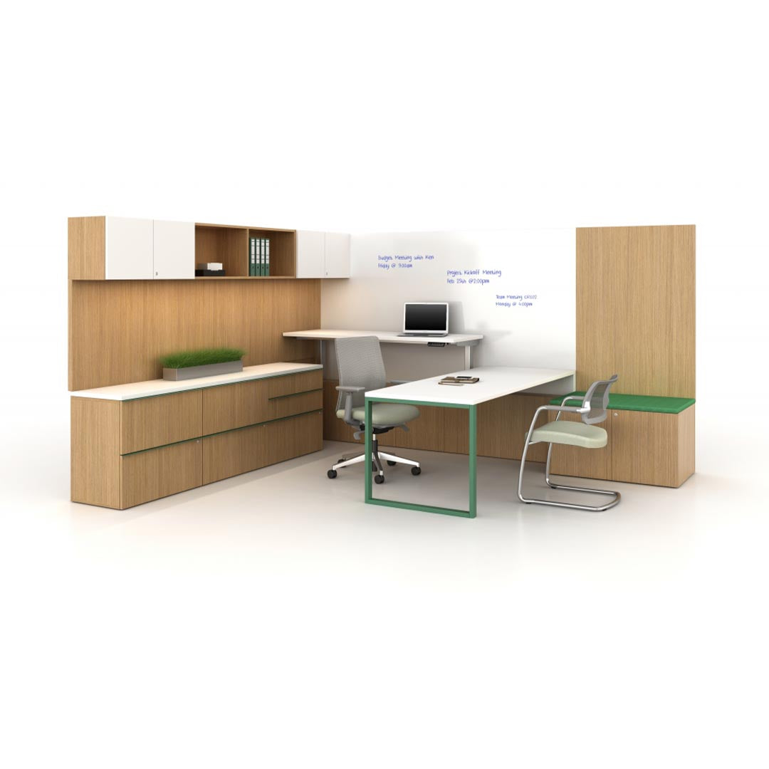 Calibrate Corporate Office Desk, U Desk, workstation with storage, Kansas City office furniture