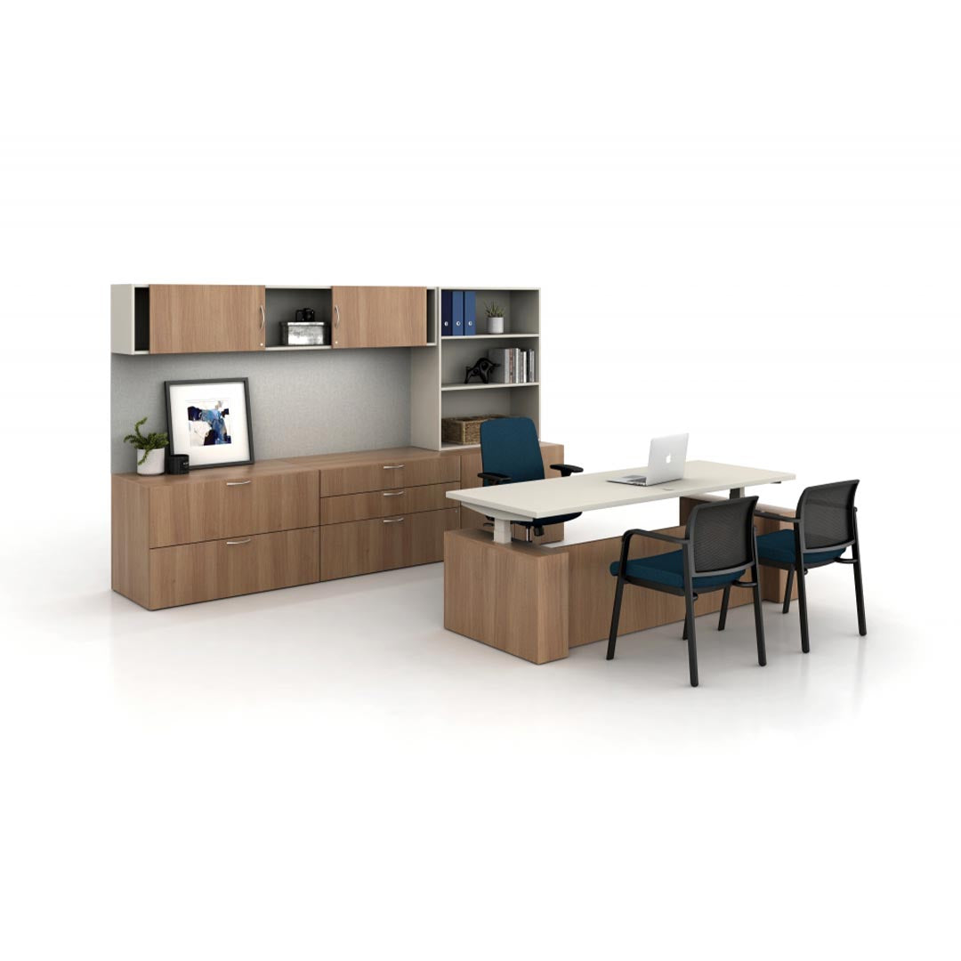 Calibrate L-Shaped Corporate Office Desk, L Desk, workstation with storage, Kansas City office furniture