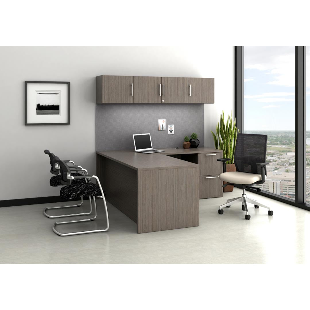 Calibrate L-Shaped Corporate Office Desk, L Desk, workstation with storage, Kansas City office furniture