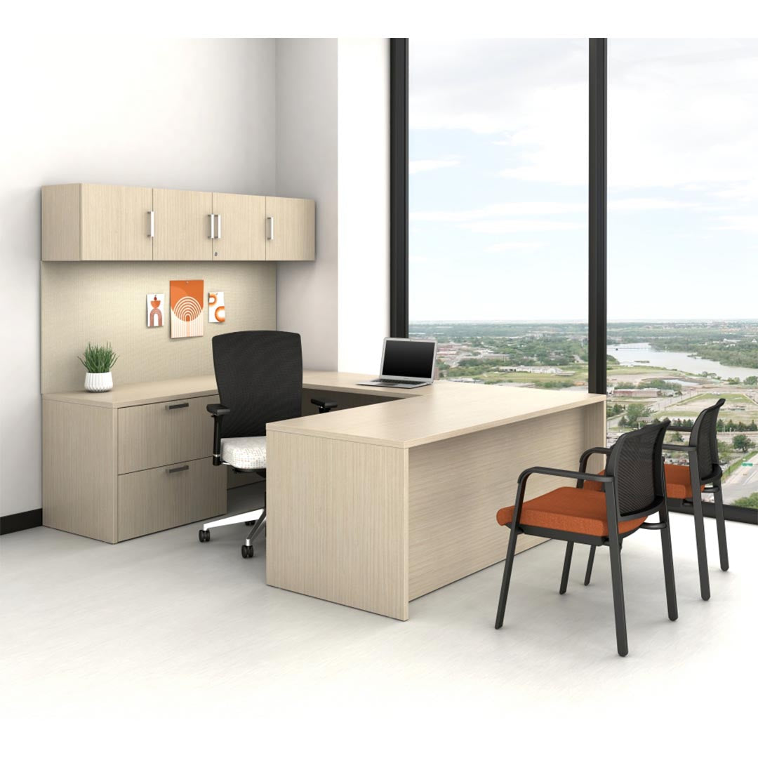 Calibrate U-Shaped Corporate Office Desk, U Desk, workstation with storage, Kansas City office furniture