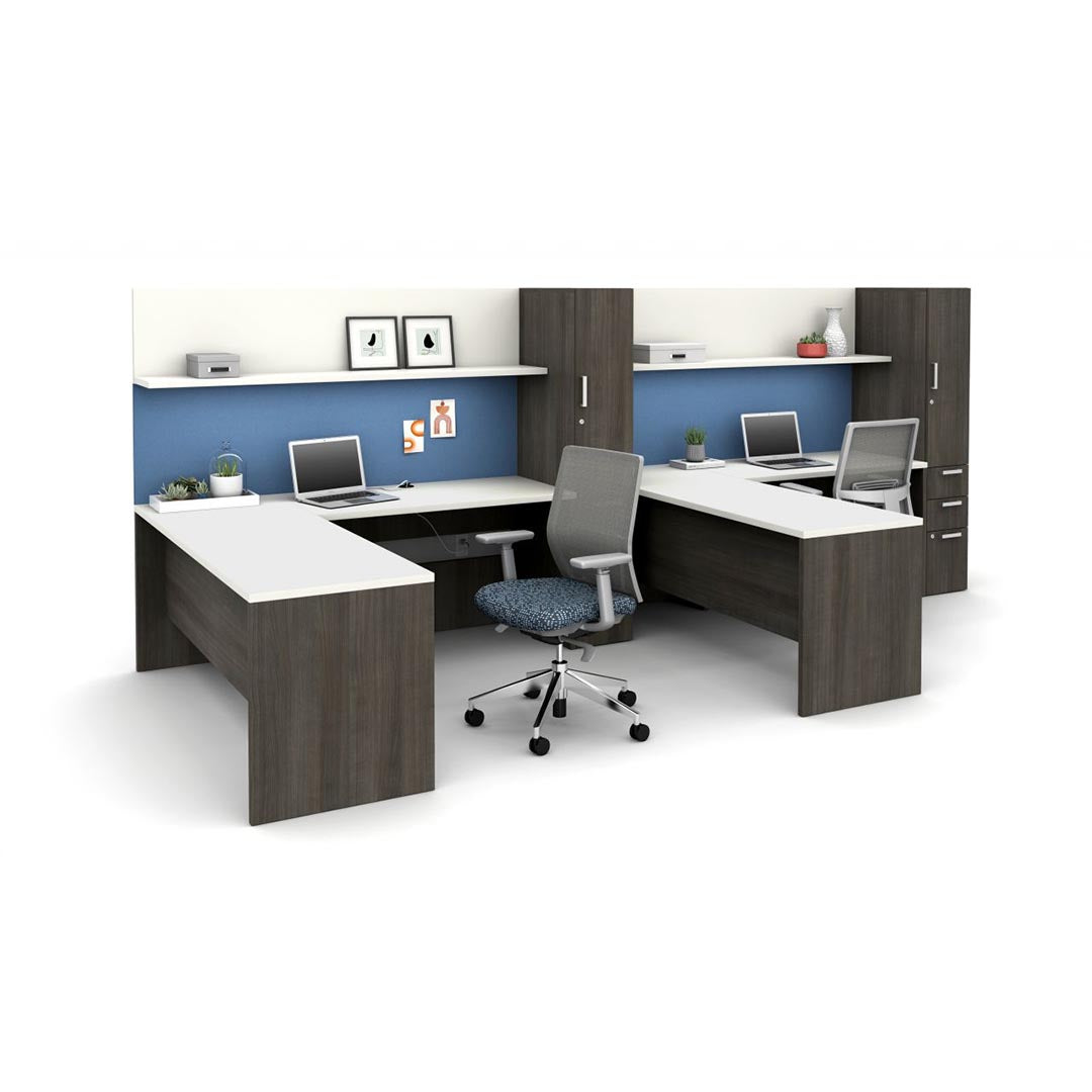 Calibrate L-Shaped Corporate Office Desks, L Desk, workstation with storage, cubicles, Kansas City office furniture