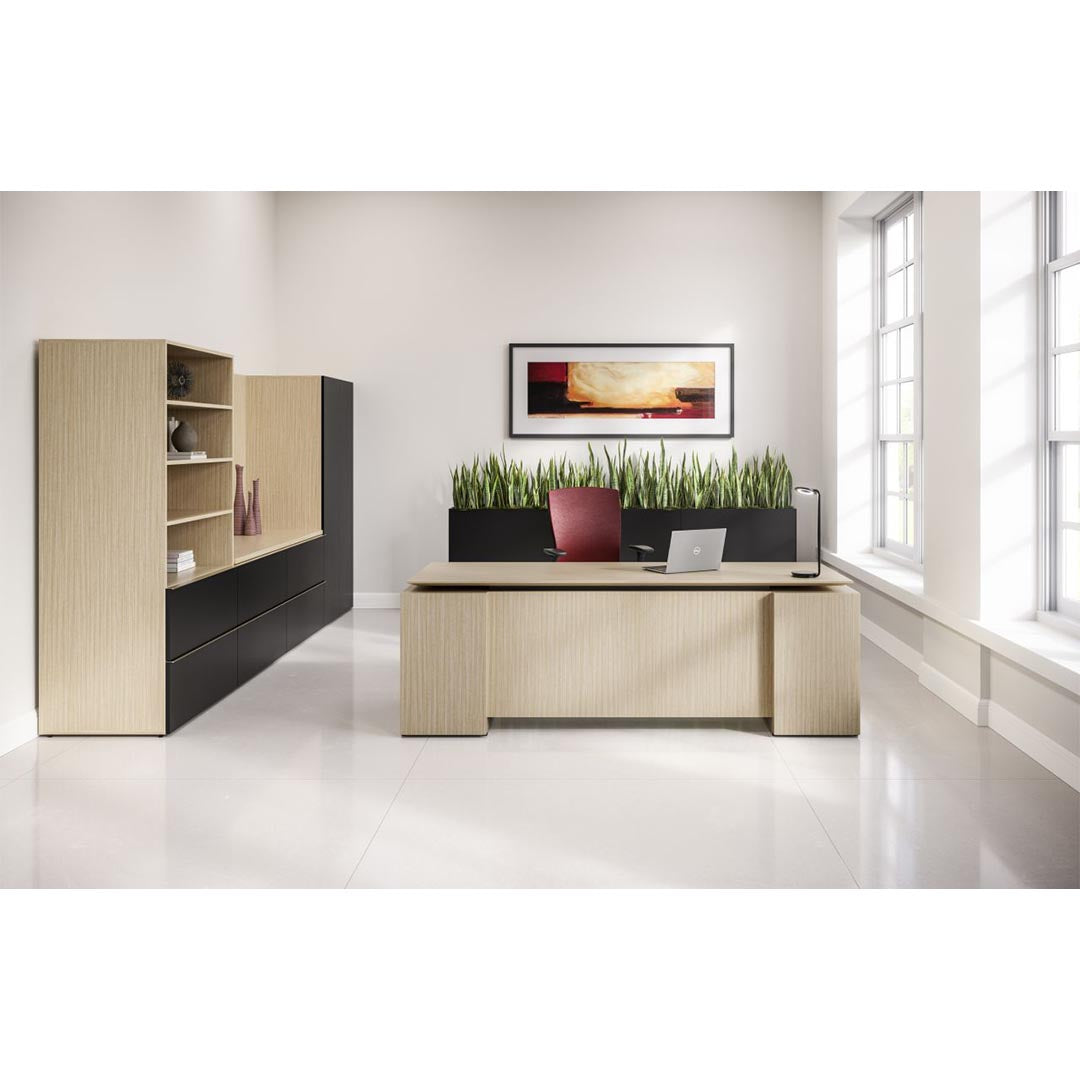 Calibrate L-Shaped Corporate Office Desk, L Desk, workstation with storage, Kansas City office furniture