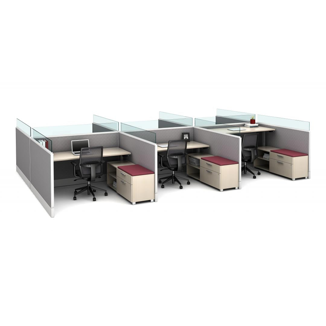 AIS Divi Panel six person Workstations, corporate cubicle system. Kansas City office furniture.