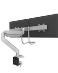 EPPA2 Max Dual Monitor Arm, Adjustable monitor support. Side angle view. Neutral position. Kansas City office accessories.