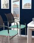 Wyatt Seating Extra Guest Mesh Back Side Chairs in office setting. Sea foam seats. Kansas City office furniture.