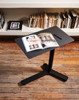 Float Mini Height Adjustable Desk in black. Compact work surface, petite laptop table. Top view. Kansas City Office Furniture.