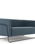 Hanno Contemporary Loveseat in Navy with Black Powder Coated Frame, Kansas City Office Furniture