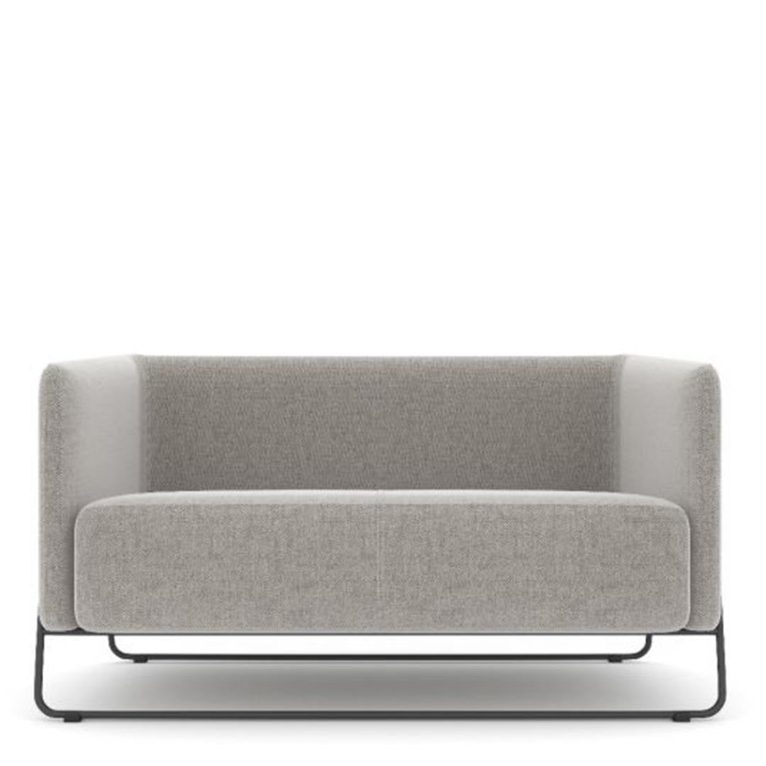 Hanno Contemporary Loveseat in Frost with Black Powder Coated Frame, Kansas City Office Furniture