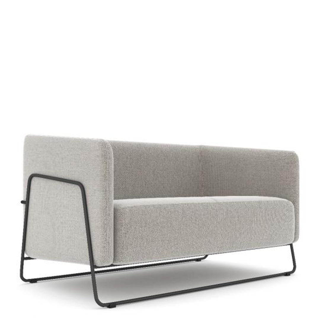 Hanno Contemporary Loveseat in Frost with Black Powder Coated Frame, Kansas City Office Furniture