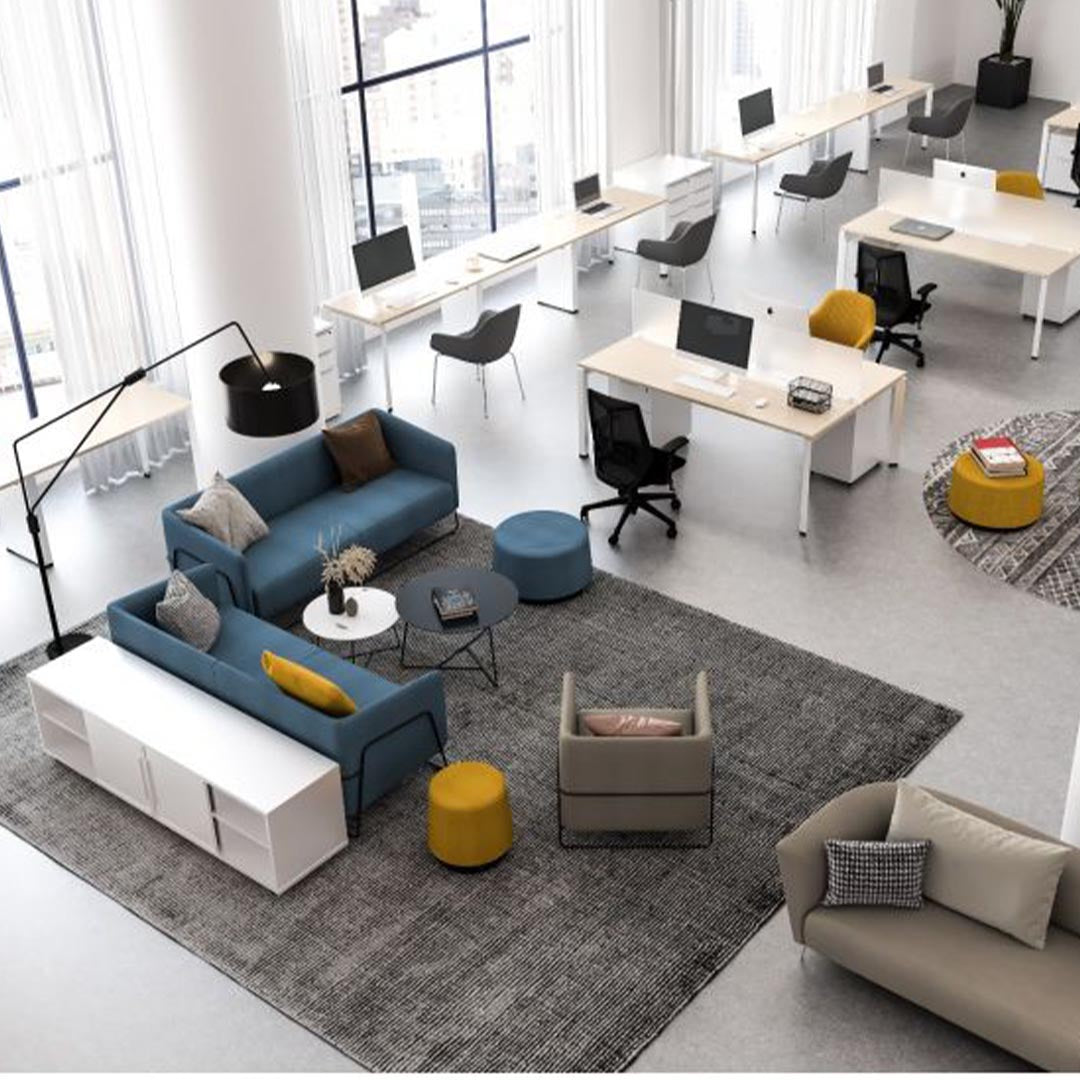 Styled modern lounge featuring Friant Hanno Contemporary Lounge Collection, Kansas City Office furniture