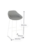 Friant Jest upholstered barstool with white metal frame with dimensions, Kansas City office furniture