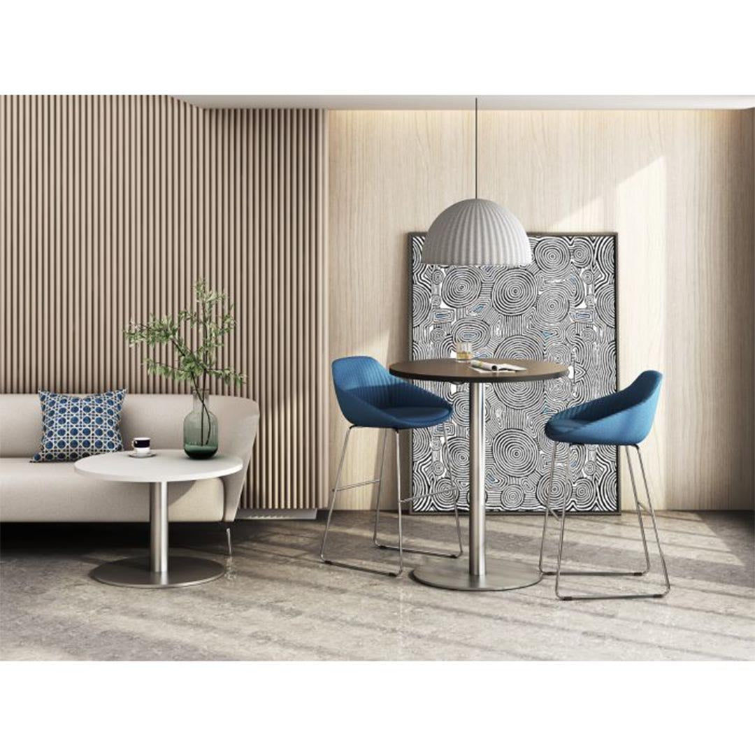 Styled shot of Friant Jest upholstered barstools in modern lounge, Kansas City office furniture