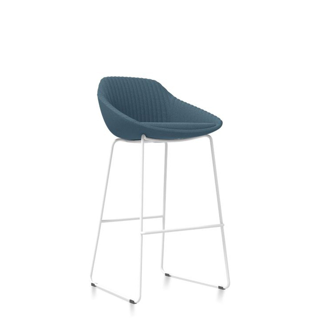 Friant Jest upholstered barstool with white metal frame, Kansas City office furniture