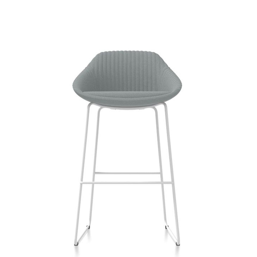 Friant Jest upholstered barstool with white metal frame, Kansas City office furniture